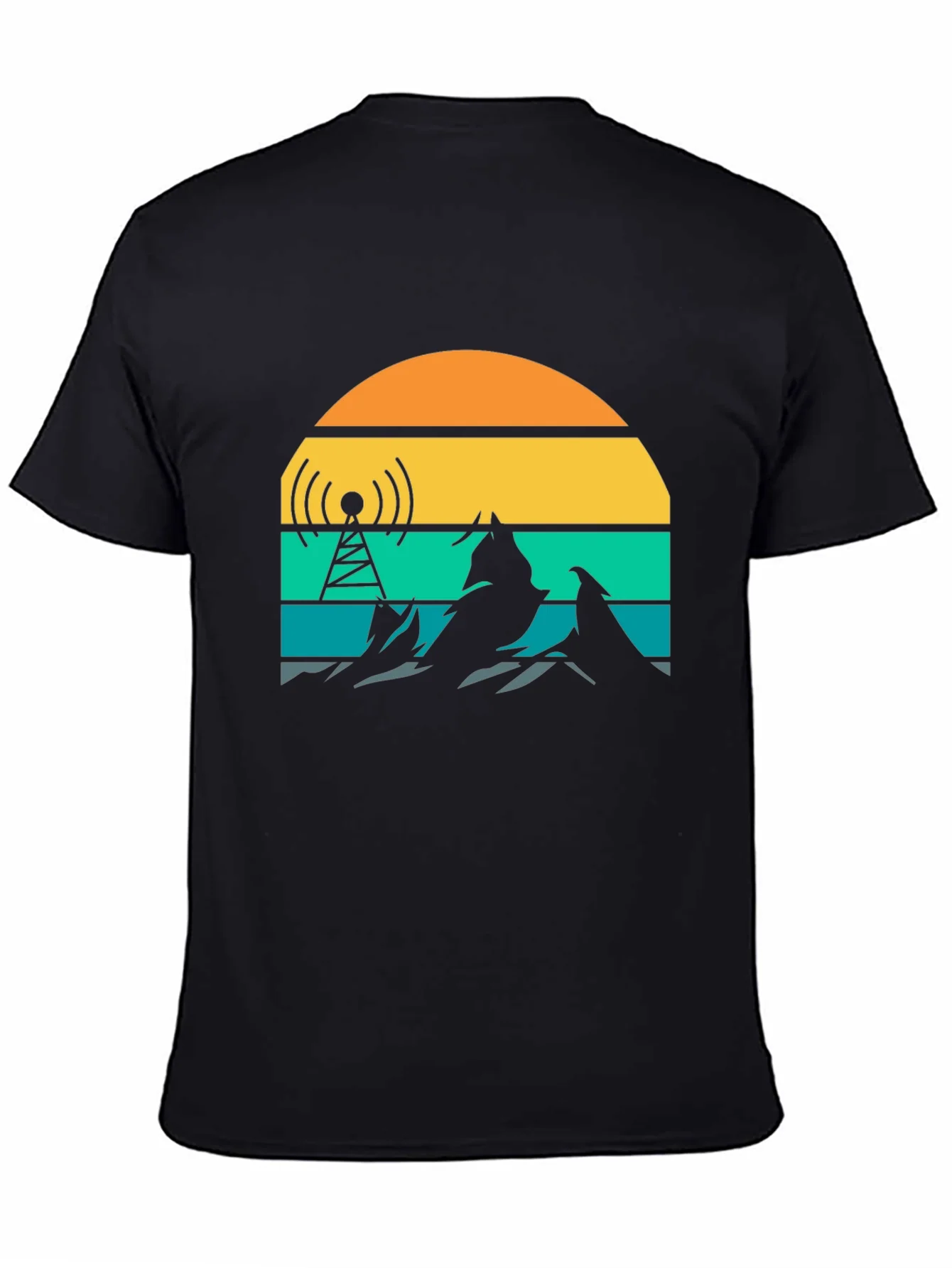 Retro Sunset Mountain Radio Tower T-Shirt