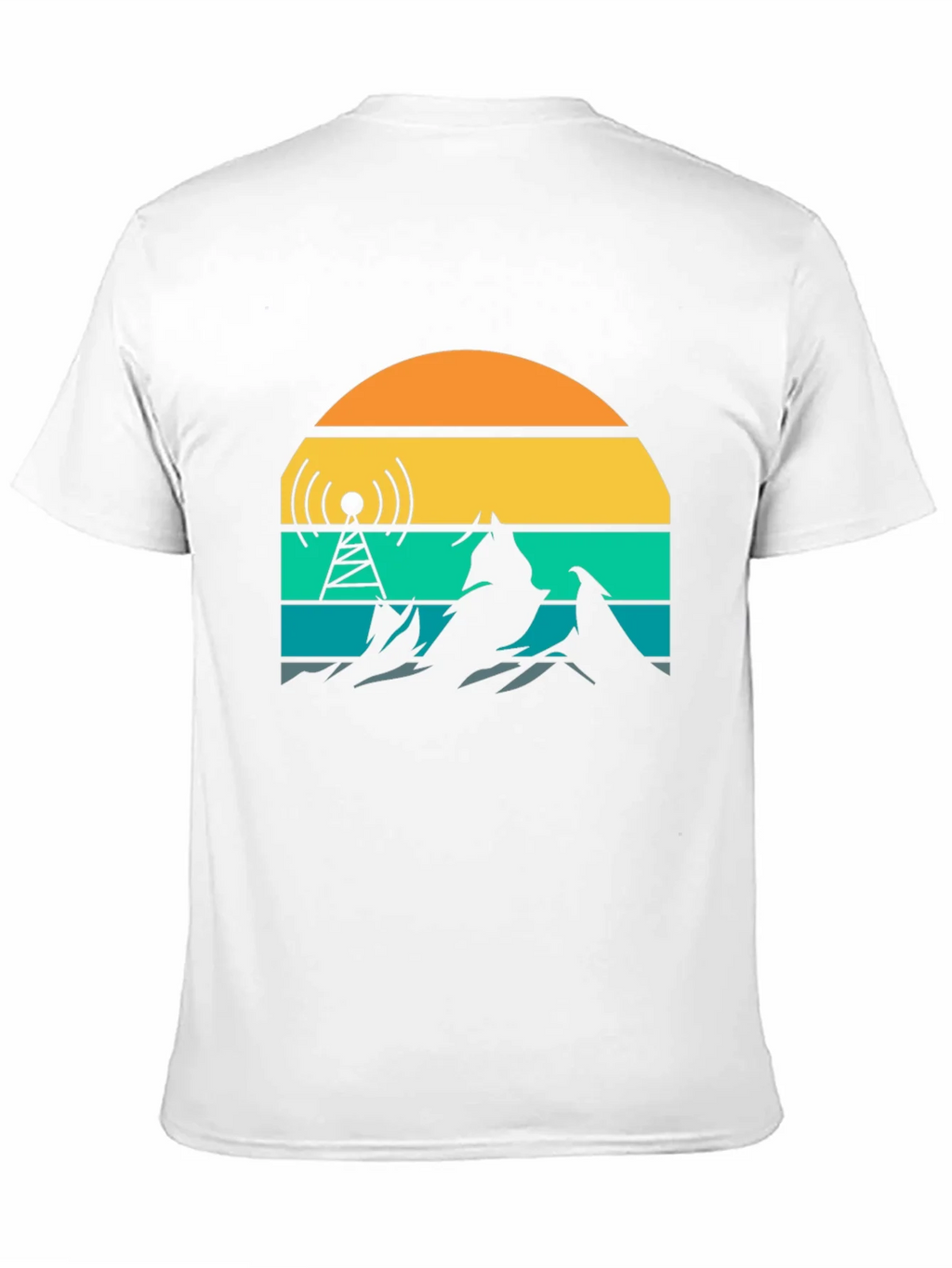 Retro Sunset Mountain Radio Tower T-Shirt