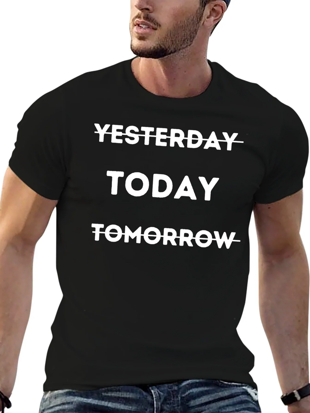 Yesterday Today Tomorrow Graphic Tee - Black