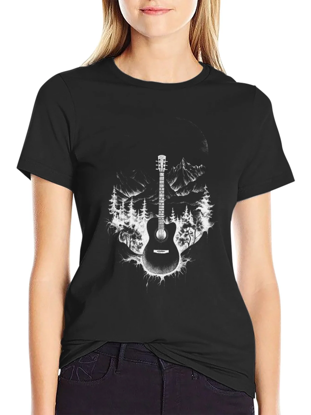 Guitar Mountain T-Shirt - Black Graphic Tee