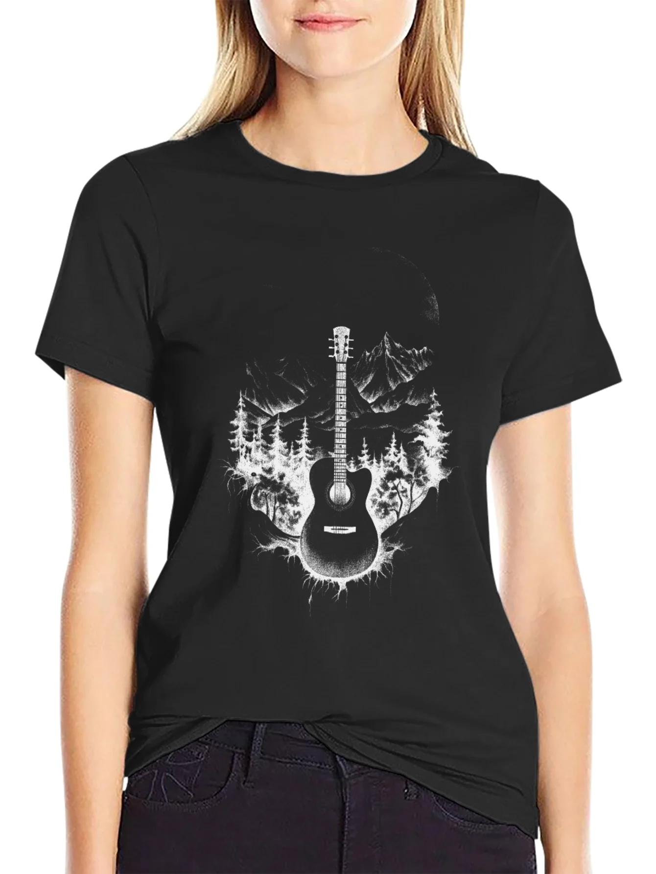 Guitar Mountain T-Shirt - Black Graphic Tee