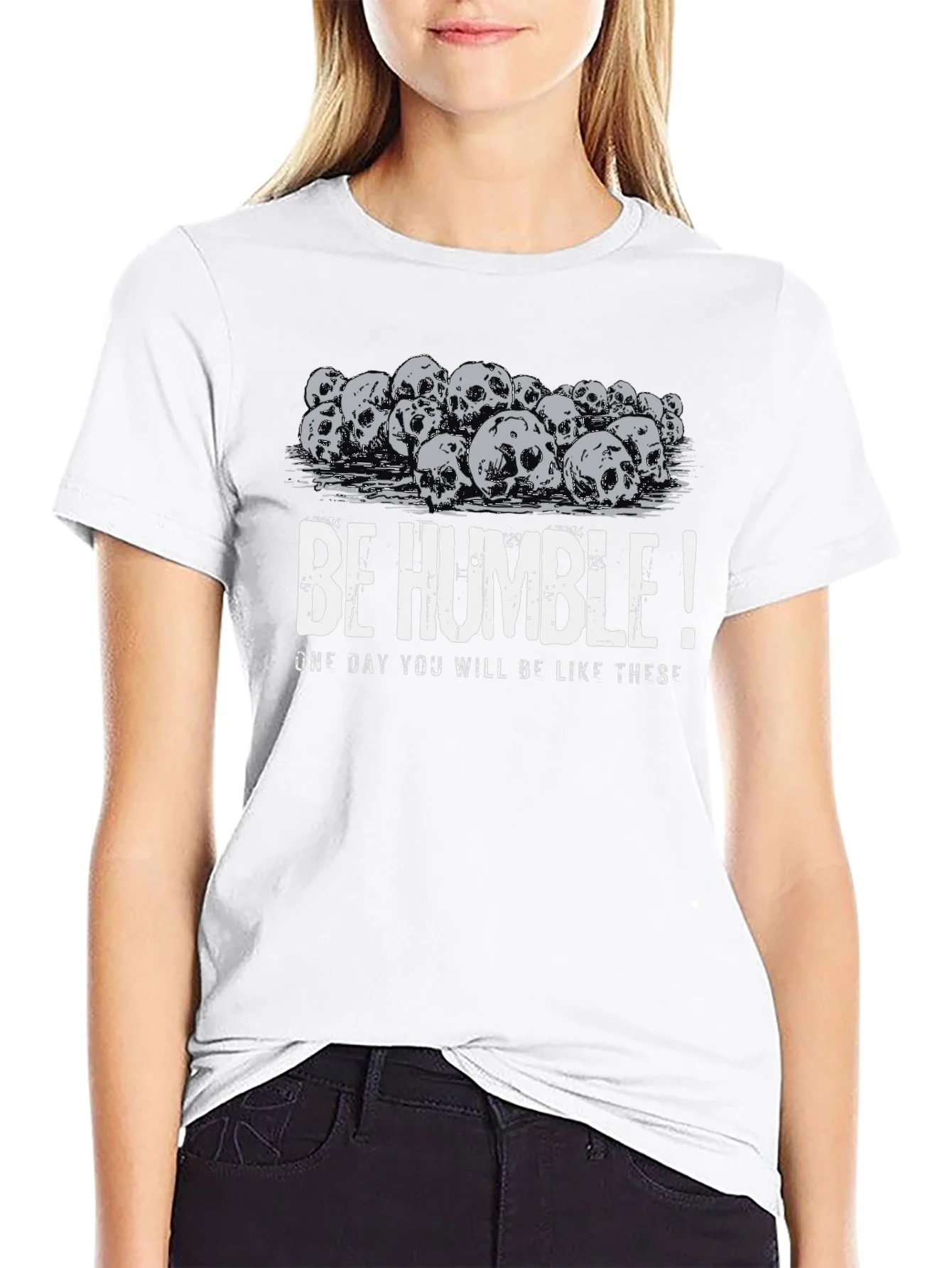 Be Humble Skull Pile Graphic Tee - Black Cotton T-Shirt