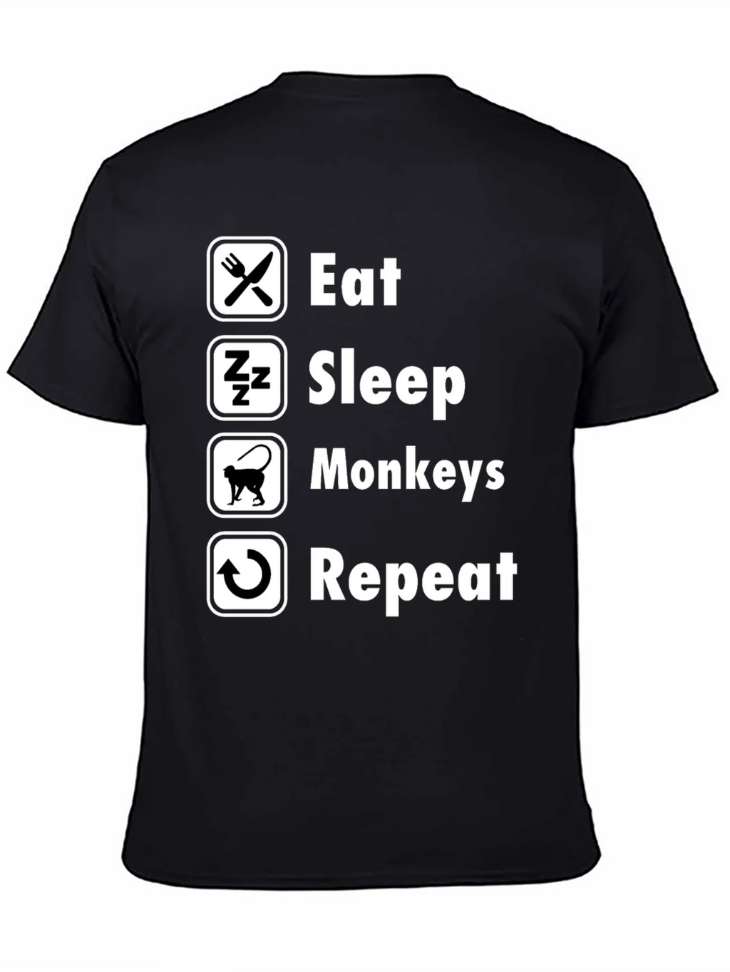 Eat Sleep Monkeys Repeat Black T-Shirt