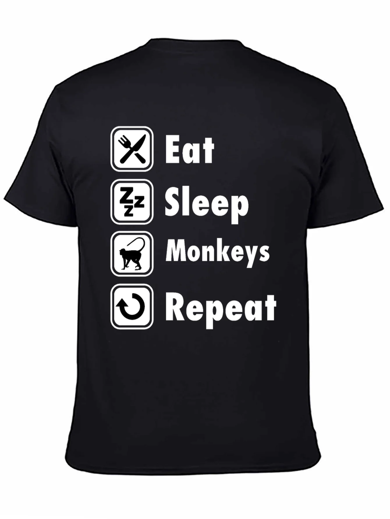 Eat Sleep Monkeys Repeat Black T-Shirt