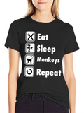 Eat Sleep Monkeys Repeat Black T-Shirt