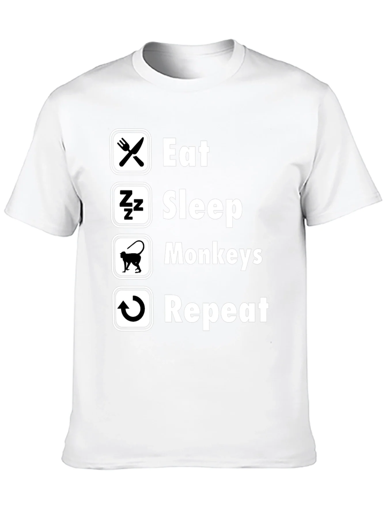 Eat Sleep Monkeys Repeat Black T-Shirt