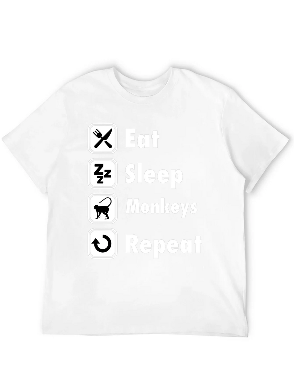 Eat Sleep Monkeys Repeat Black T-Shirt