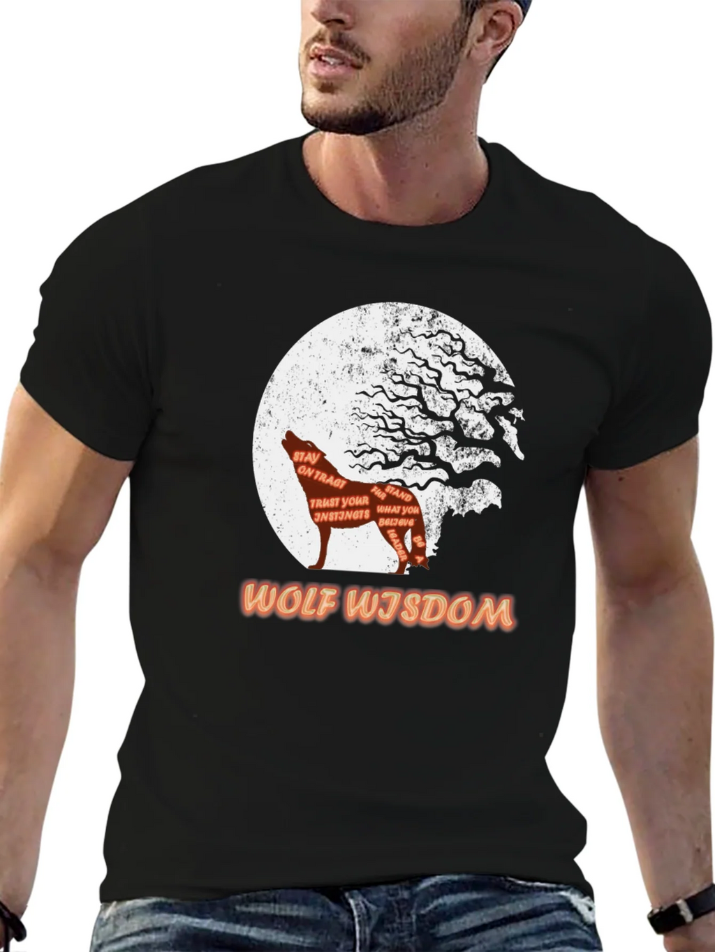 Wolf Wisdom Graphic T-Shirt - Mens Black Tee