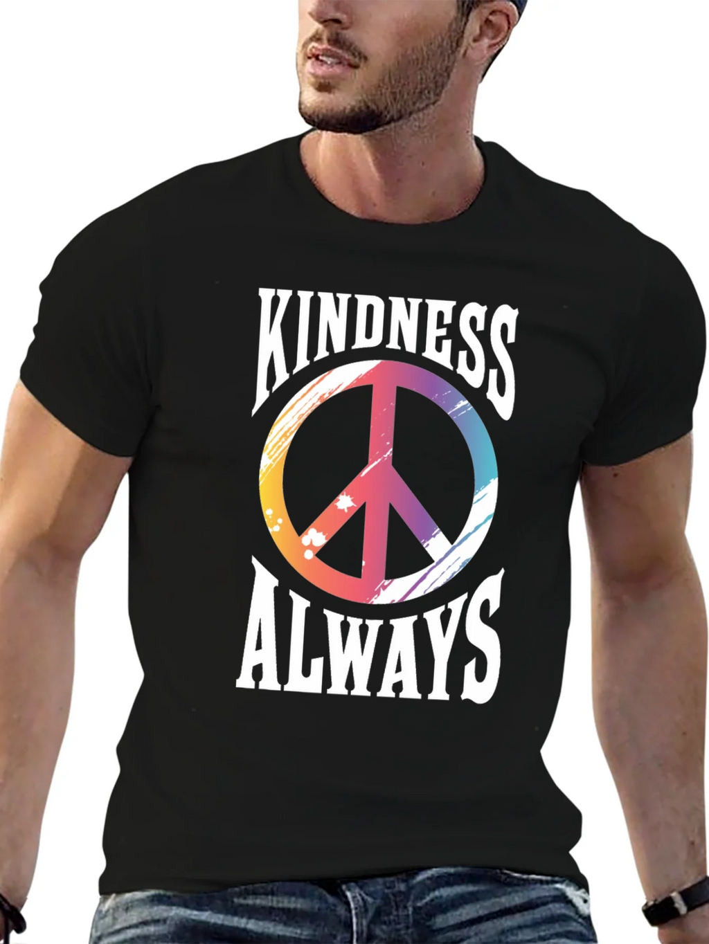 Kindness Always T-Shirt Peace Sign Graphic Tee