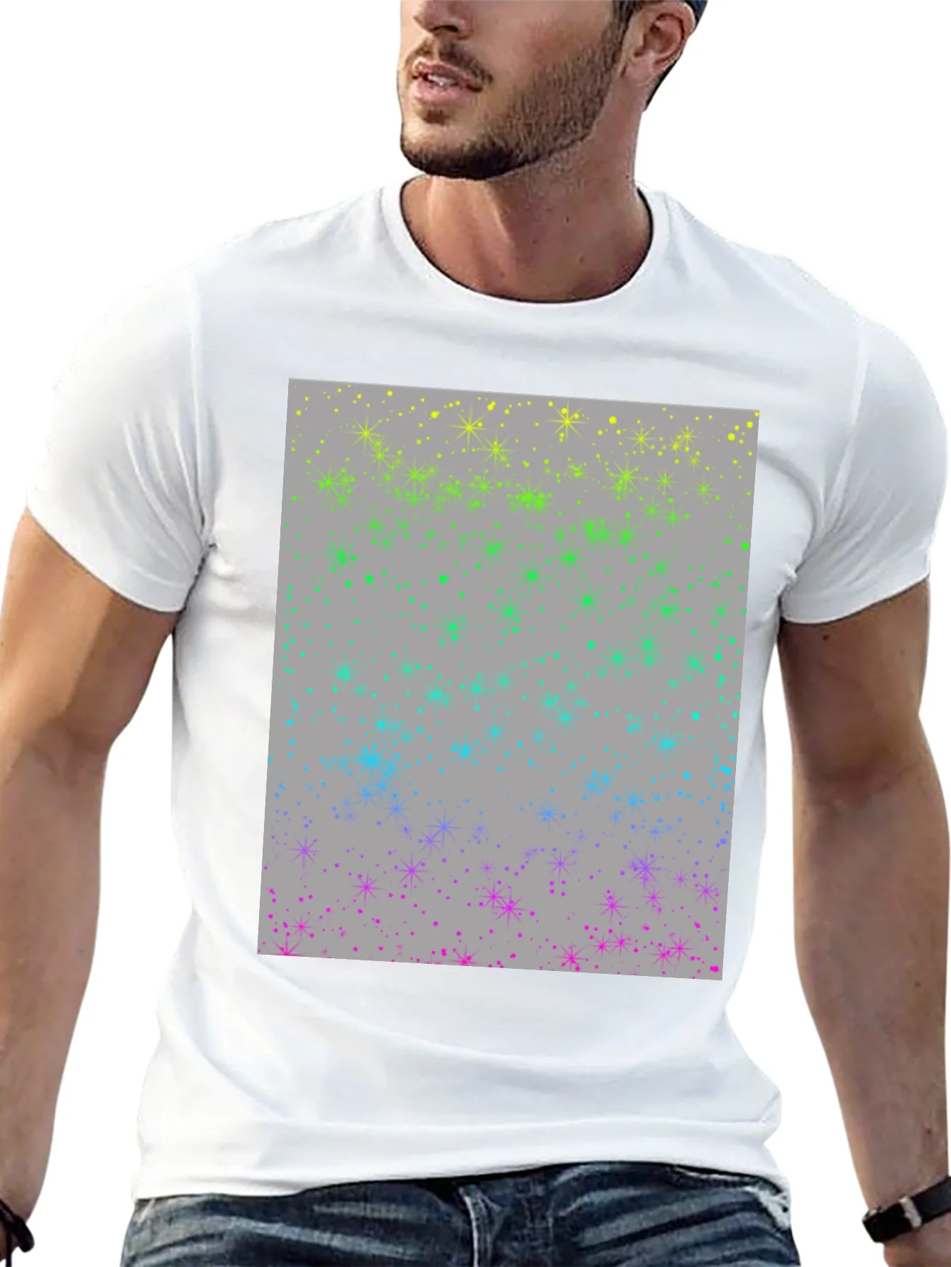 Rainbow Sparkle Star T-Shirt - Modern Design