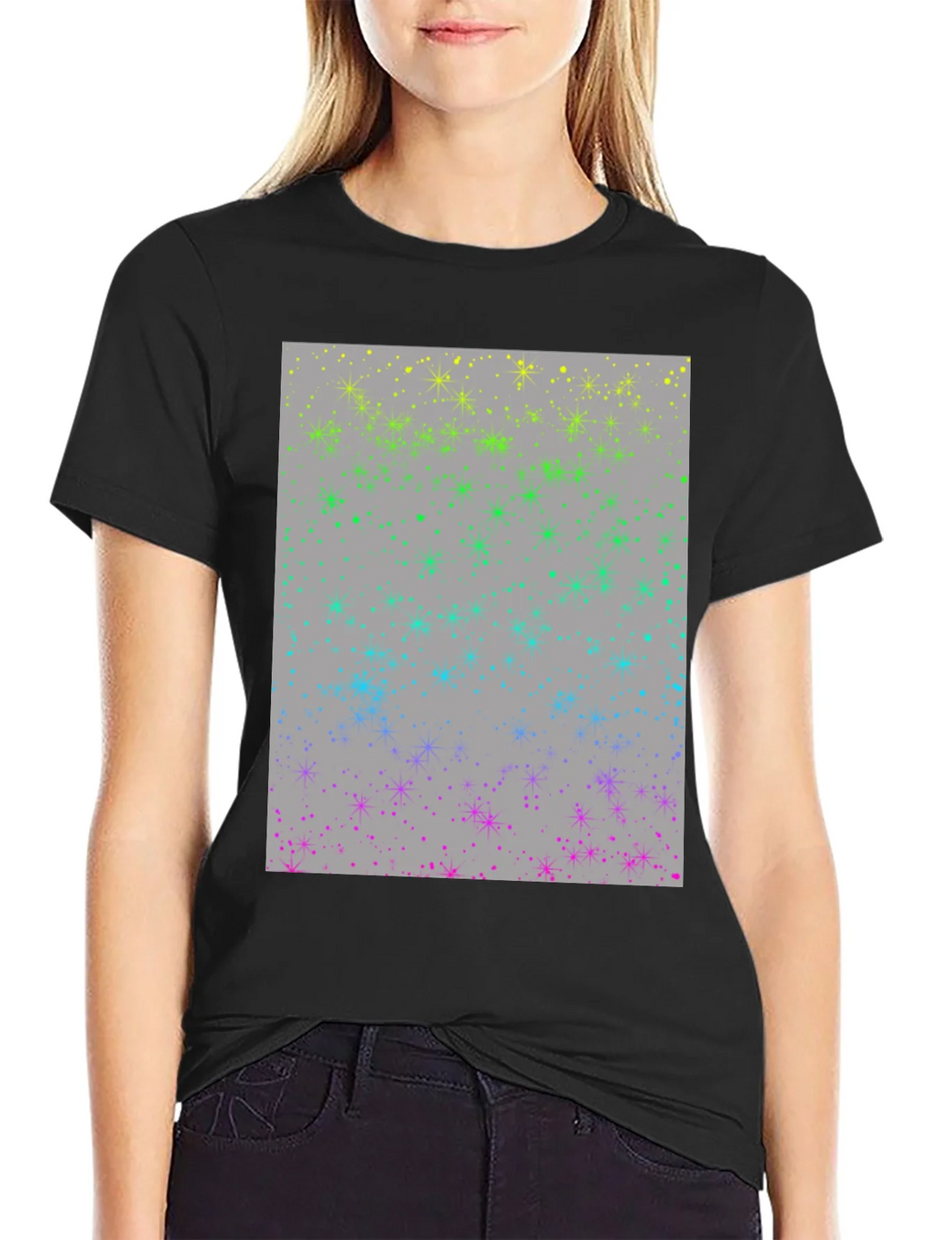 Rainbow Sparkle Star T-Shirt - Modern Design