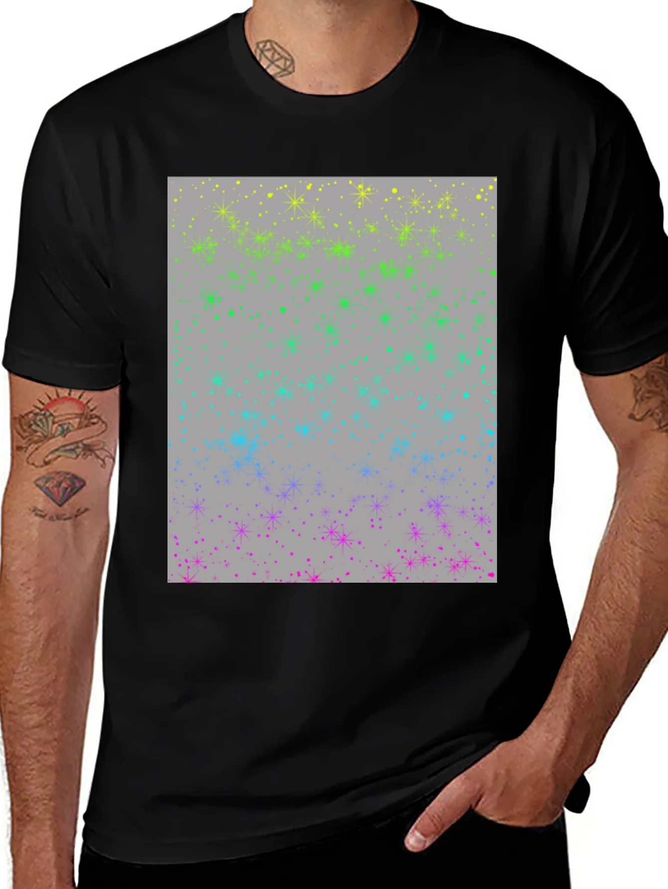 Rainbow Sparkle Star T-Shirt - Modern Design