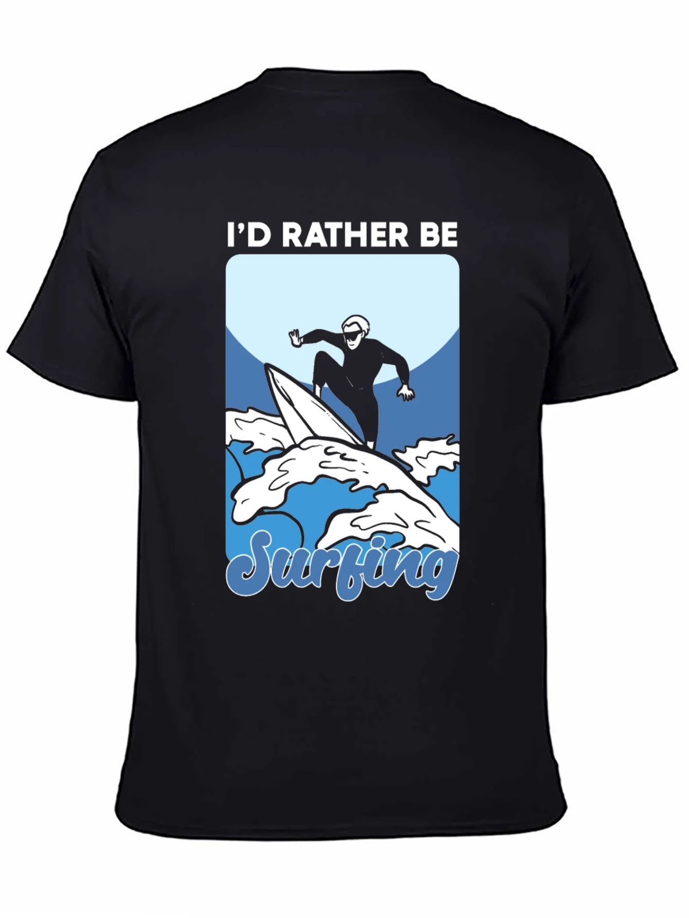 Id Rather Be Surfing Graphic Tee - Black Cotton T-Shirt
