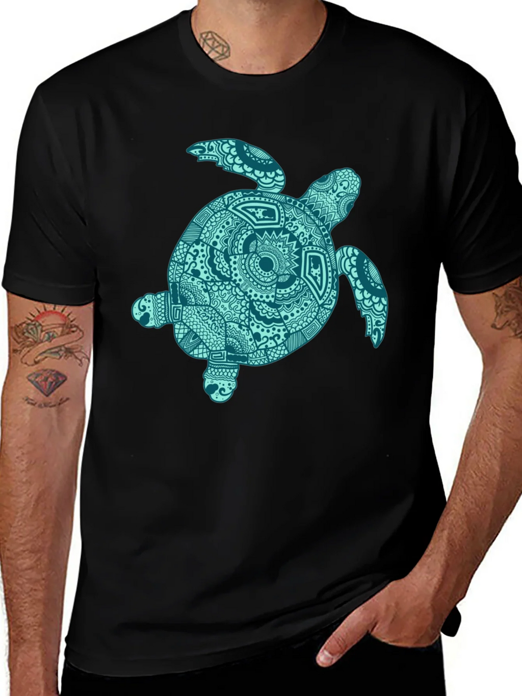 Sea Turtle Graphic Tee - Stylish Black Cotton T-Shirt