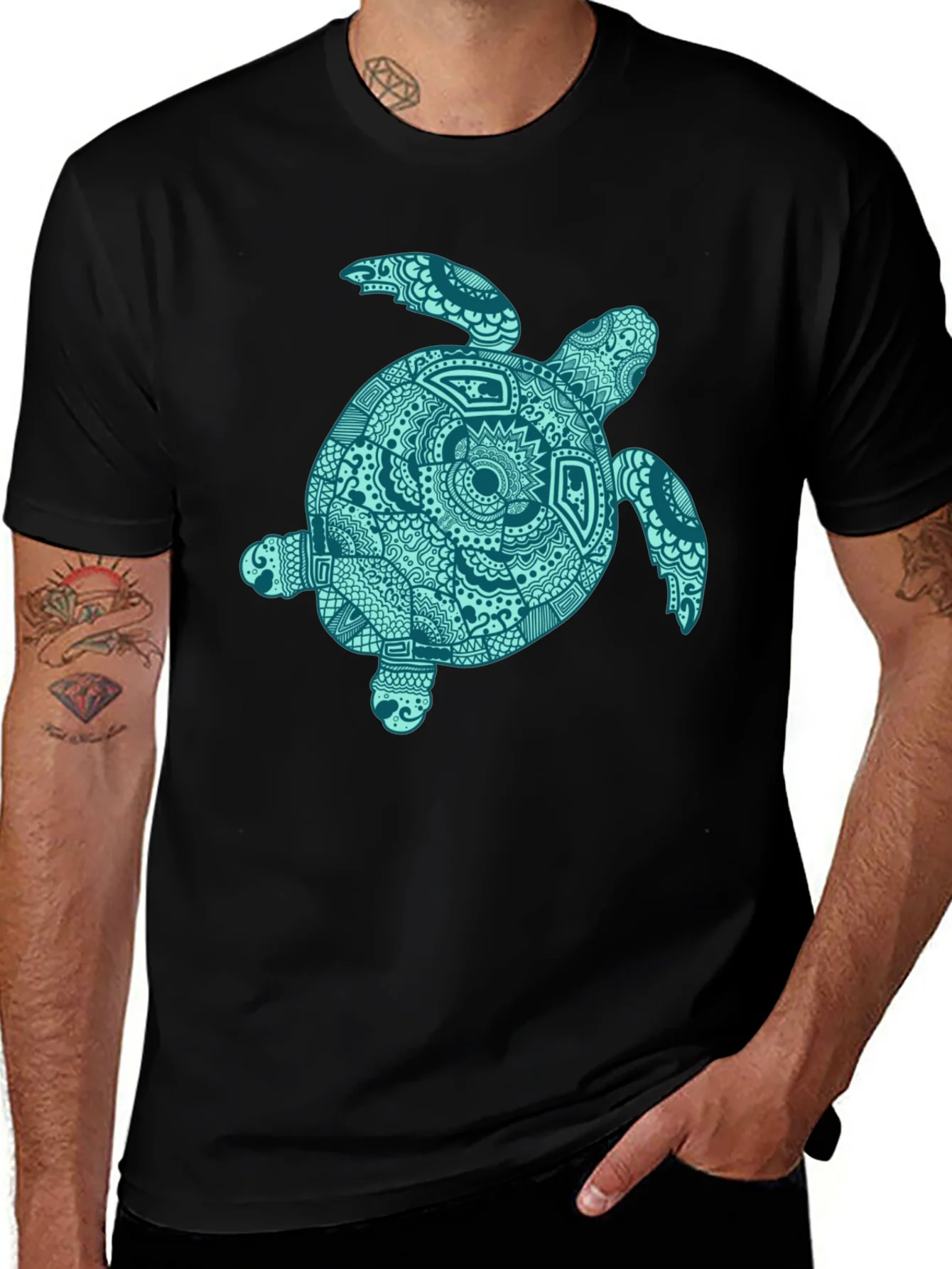 Sea Turtle Graphic Tee - Stylish Black Cotton T-Shirt