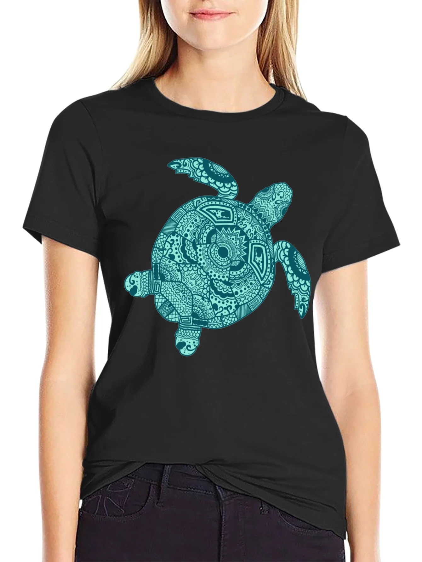 Sea Turtle Graphic Tee - Stylish Black Cotton T-Shirt