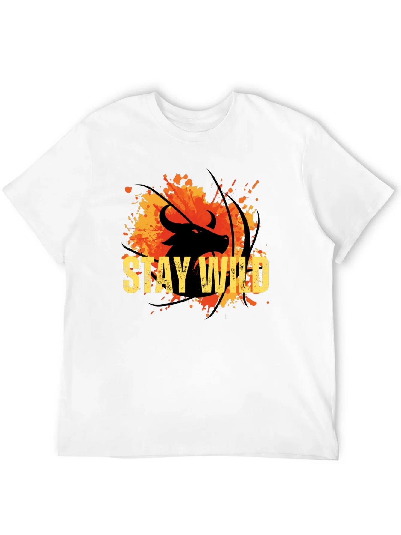 Stay Wild Buffalo Graphic Tee - Black Cotton T-Shirt