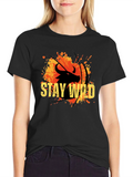Stay Wild Buffalo Graphic Tee - Black Cotton T-Shirt