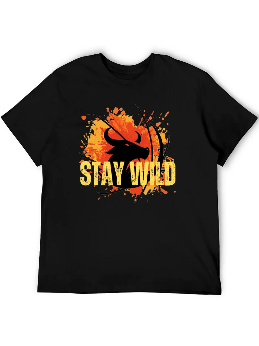 Stay Wild Buffalo Graphic Tee - Black Cotton T-Shirt