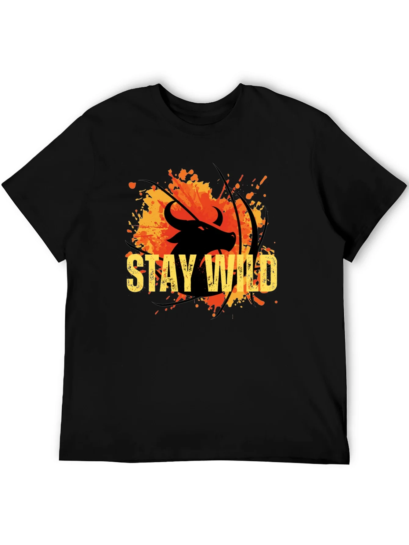 Stay Wild Buffalo Graphic Tee - Black Cotton T-Shirt