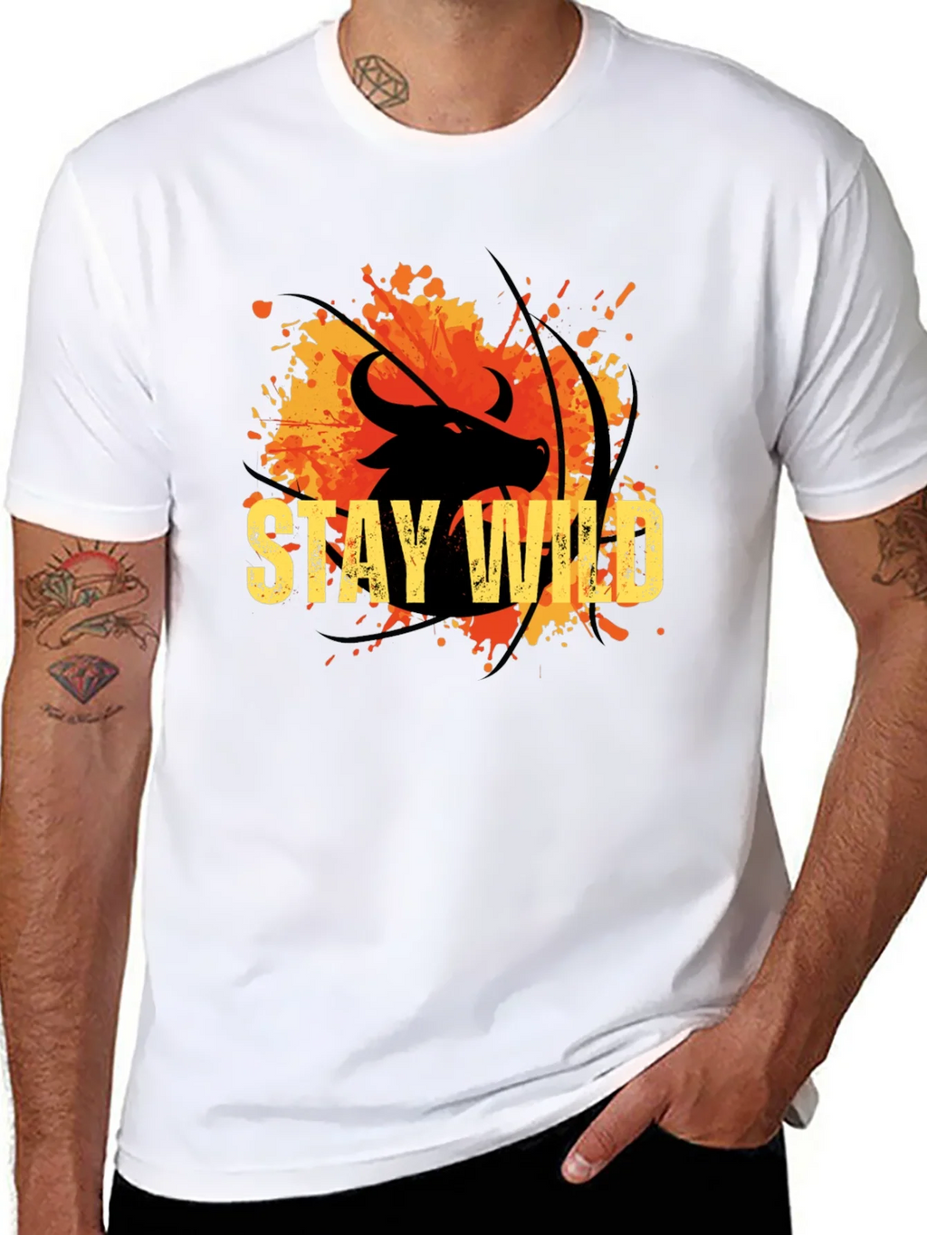 Stay Wild Buffalo Graphic Tee - Black Cotton T-Shirt