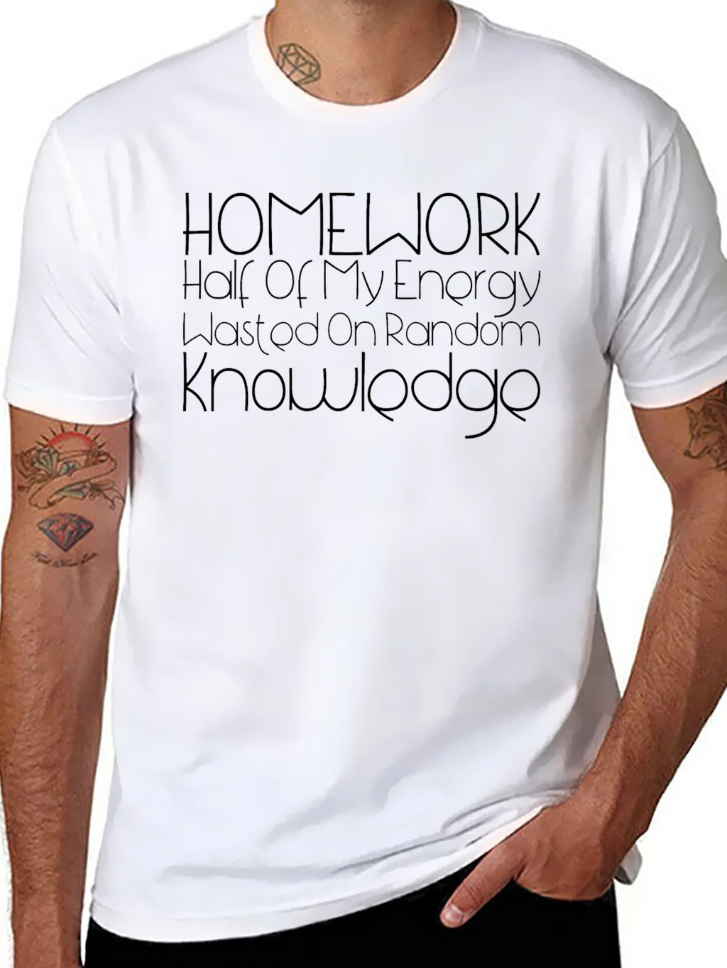Homework Energy Random Knowledge Mens Black Tee