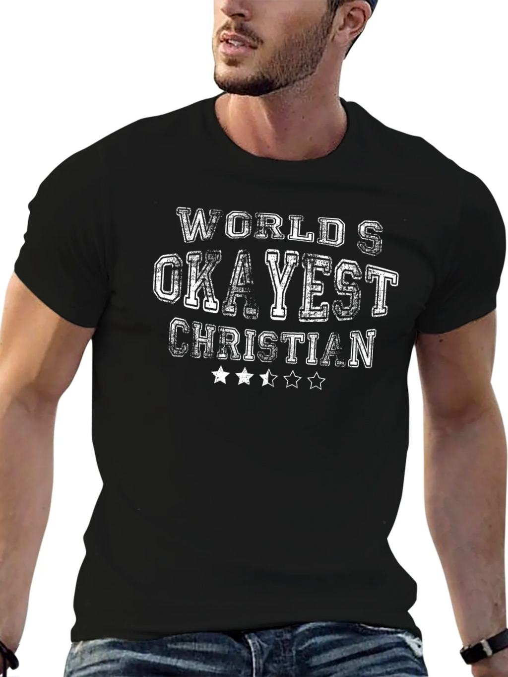 Worlds Okayest Christian Black Graphic Tee