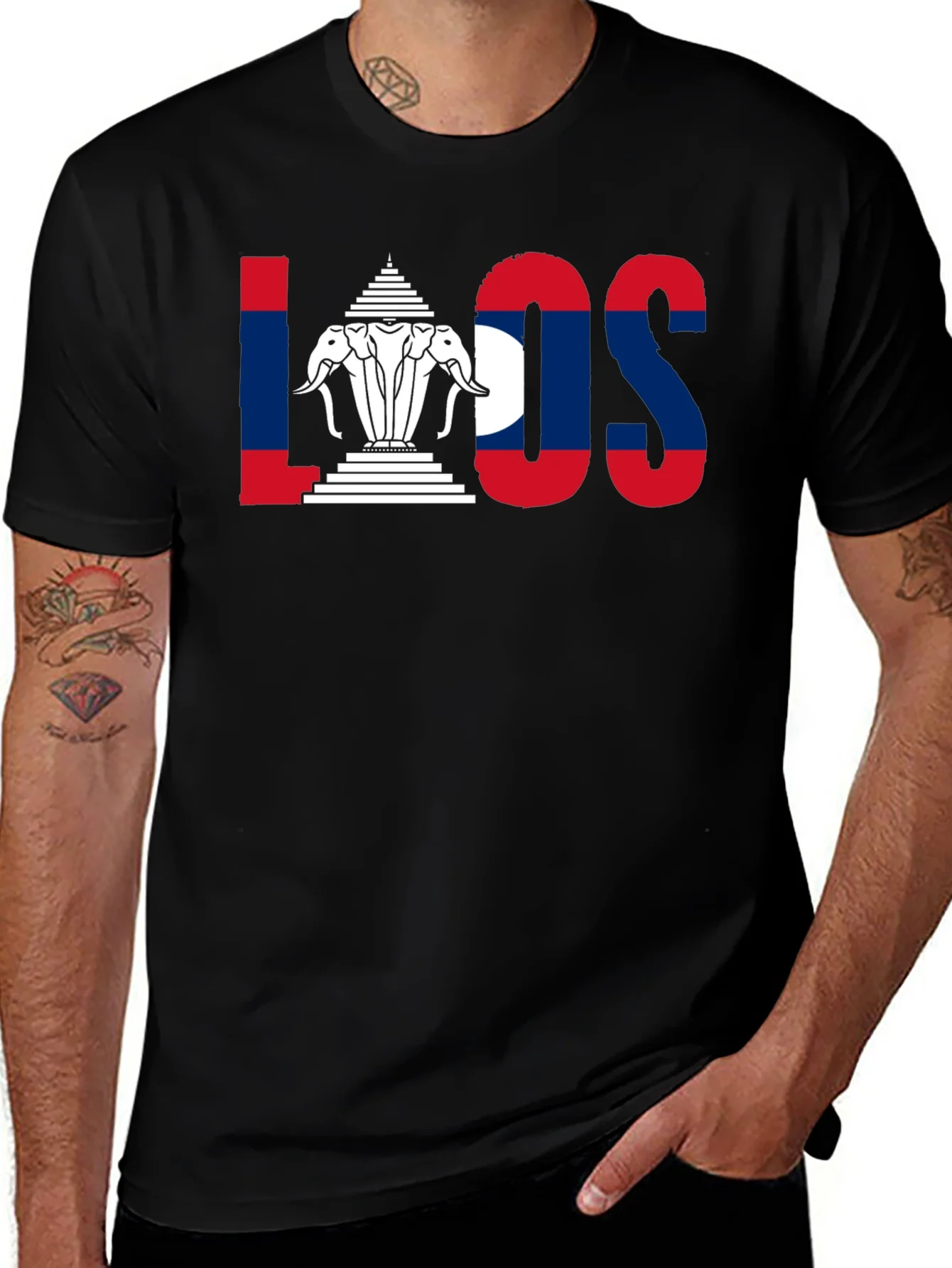 Laos Flag T-Shirt - Travel Souvenir Tee
