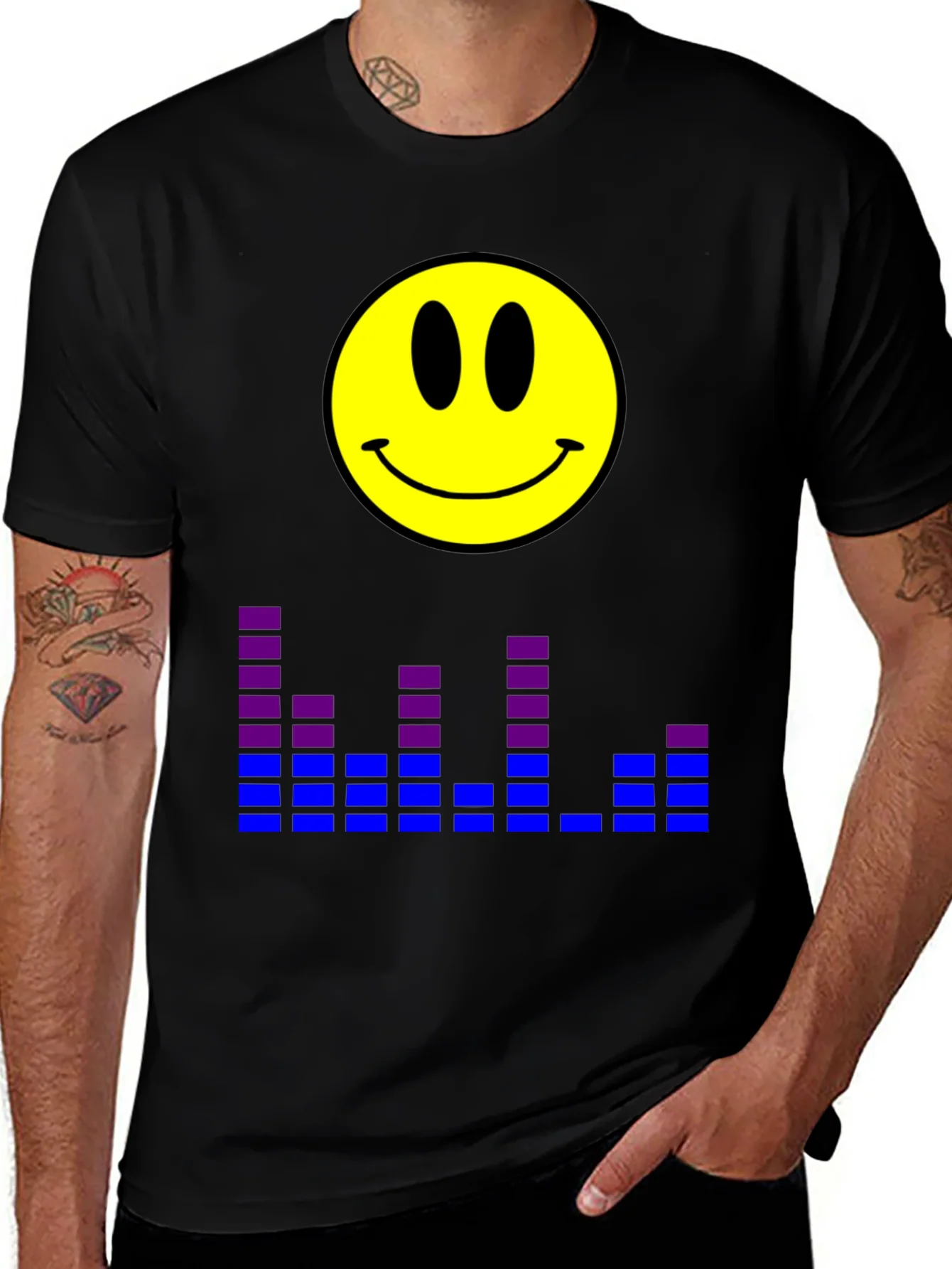 Smiley Face Graphic Tee - Black T-Shirt