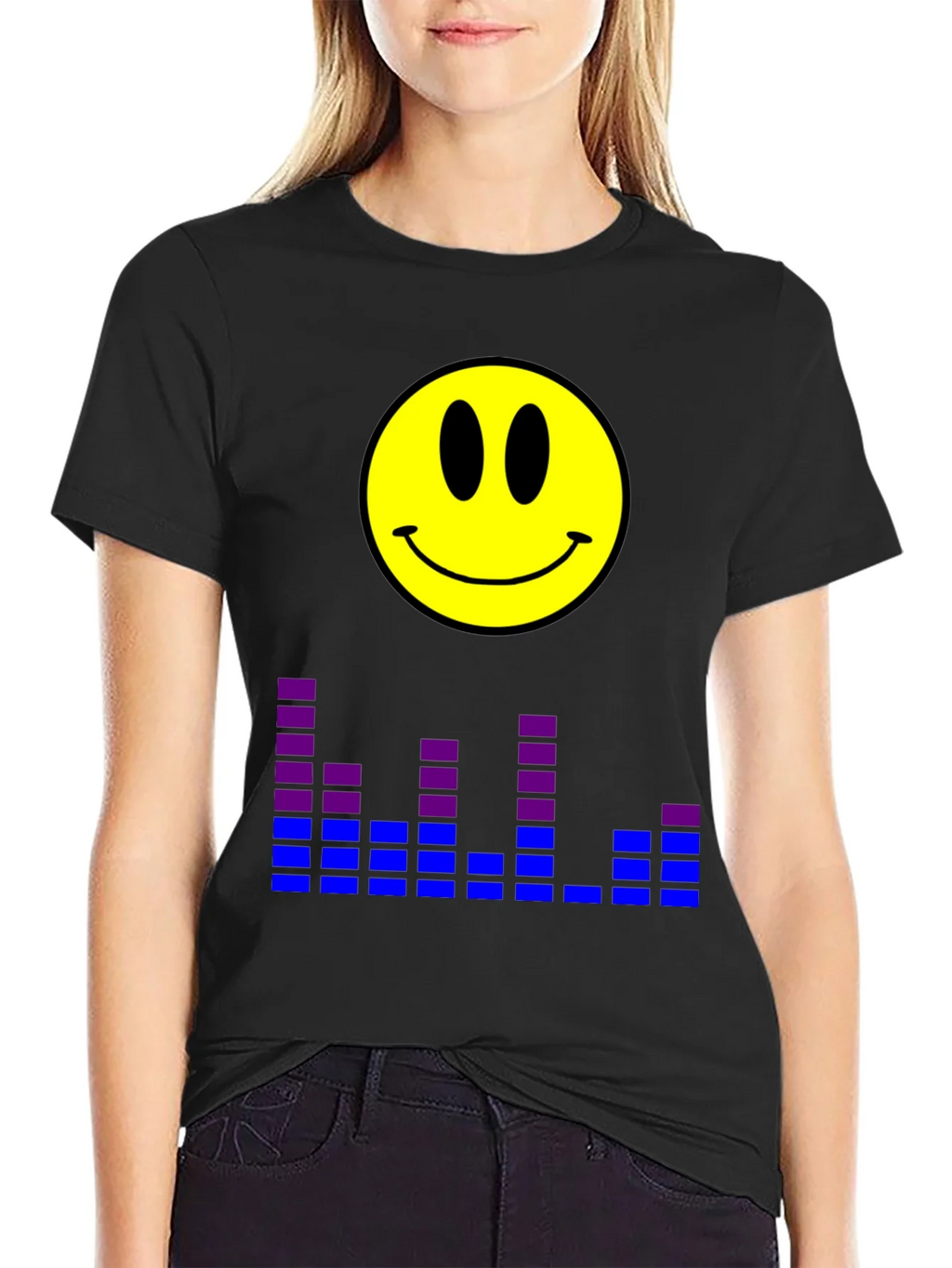 Smiley Face Graphic Tee - Black T-Shirt