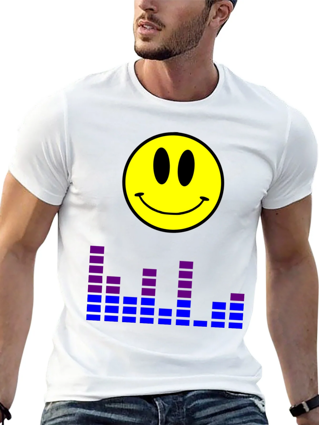 Smiley Face Graphic Tee - Black T-Shirt