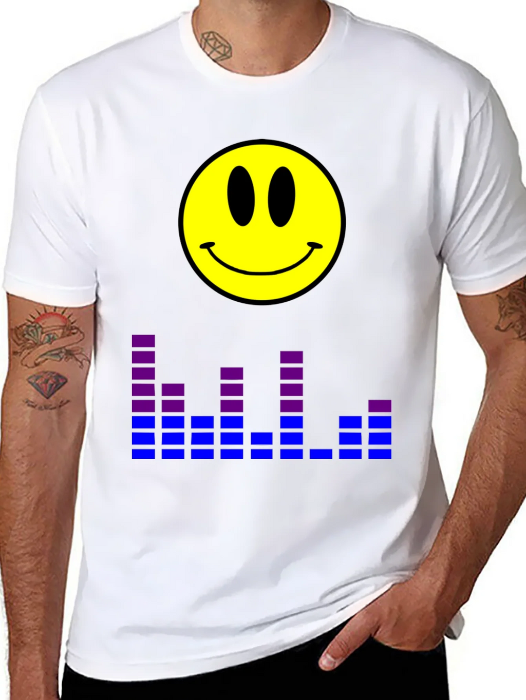 Smiley Face Graphic Tee - Black T-Shirt
