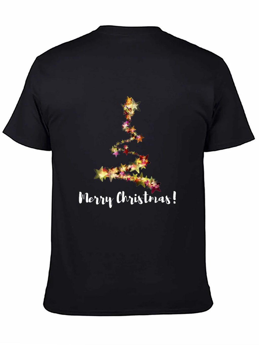 Merry Christmas Star Tree Black T-Shirt