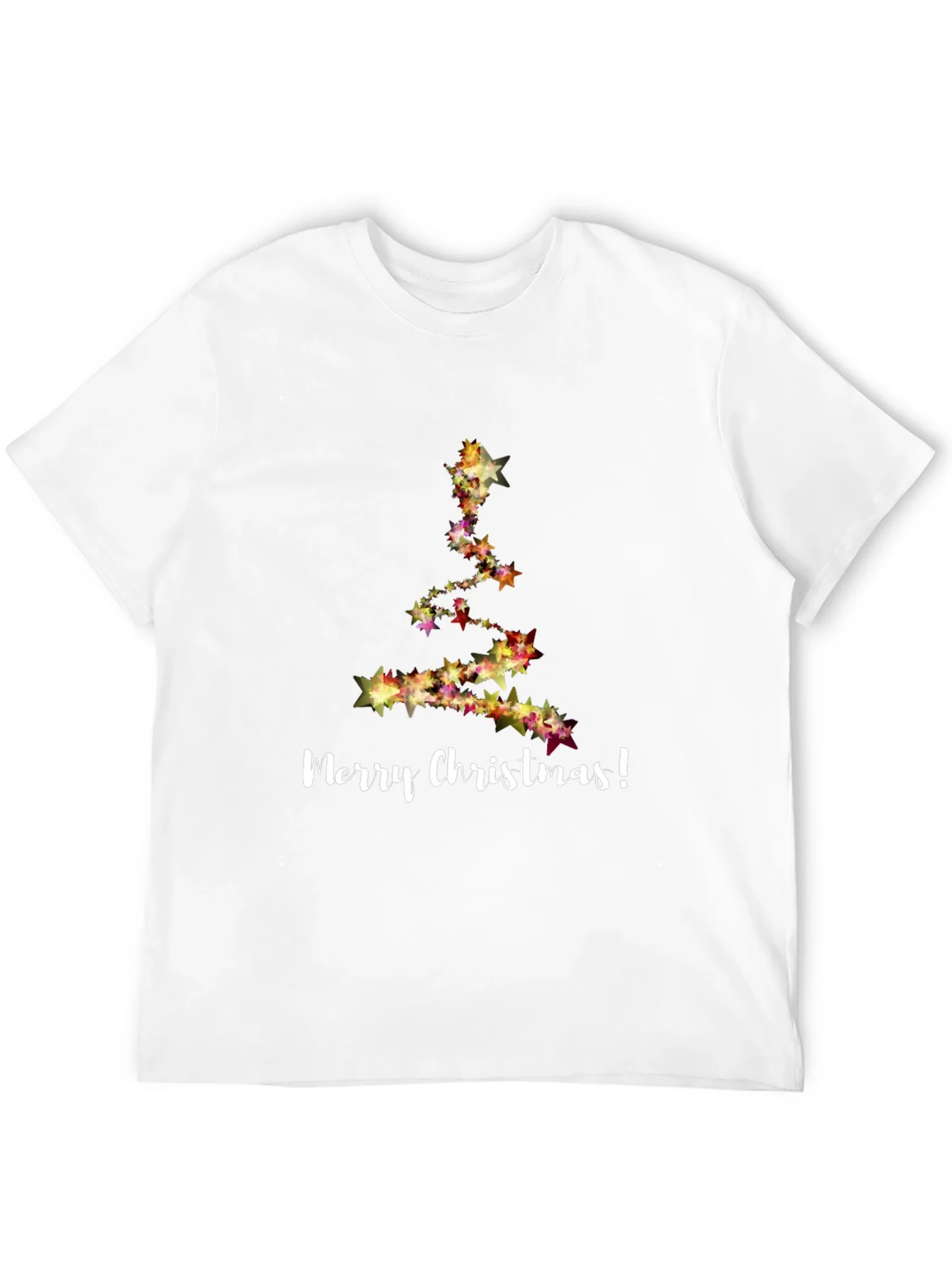 Merry Christmas Star Tree Black T-Shirt