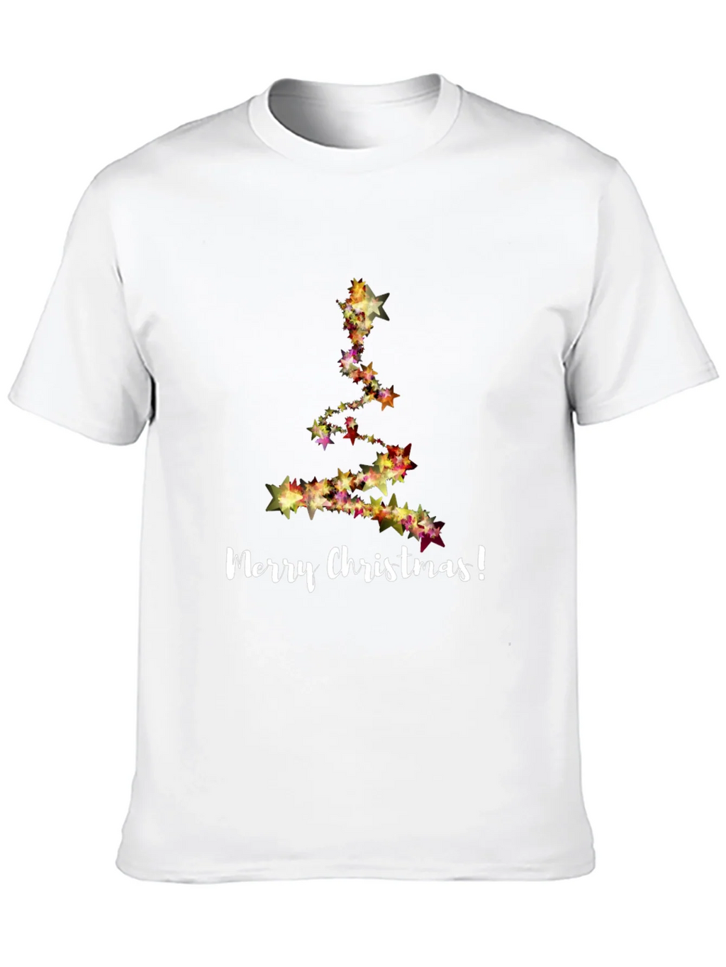Merry Christmas Star Tree Black T-Shirt