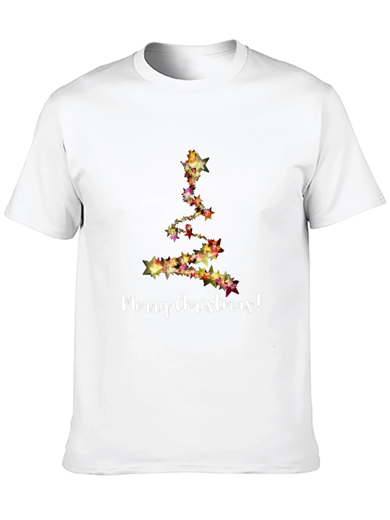 Merry Christmas Star Tree Black T-Shirt
