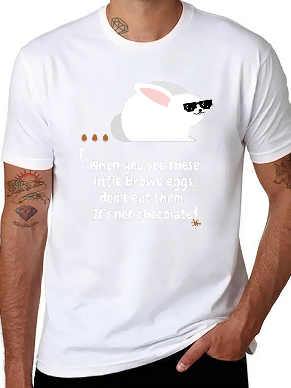 Funny Easter Bunny T-Shirt - Chocolate Egg Warning
