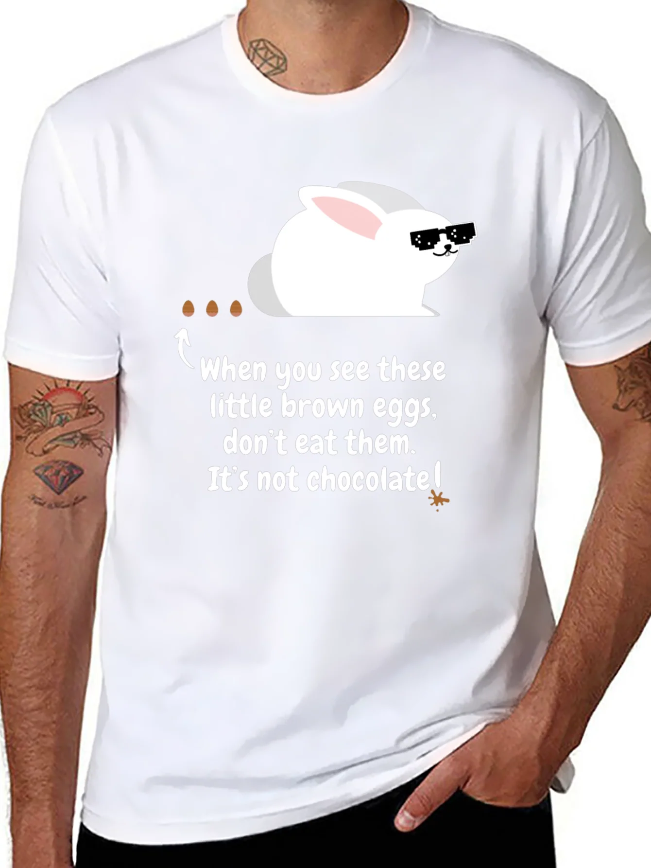 Funny Easter Bunny T-Shirt - Chocolate Egg Warning