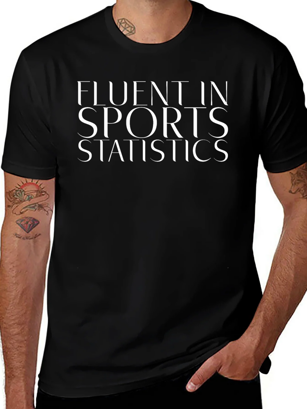 Fluent in Sports Statistics Black T-Shirt