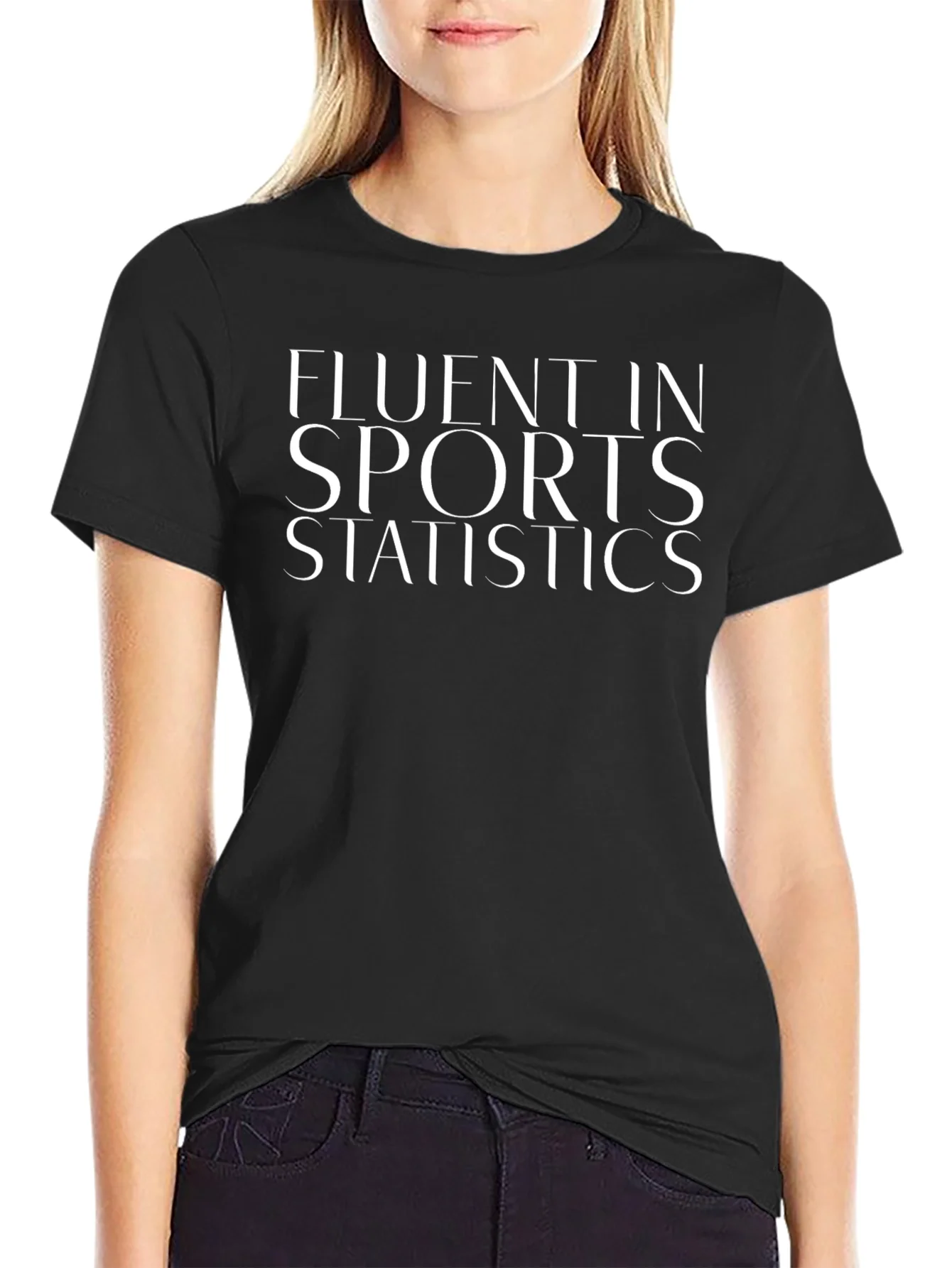 Fluent in Sports Statistics Black T-Shirt