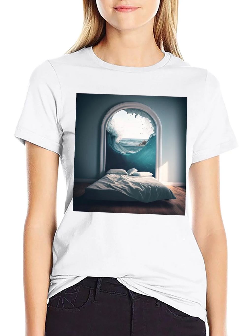 Surreal Wave Room Graphic Tee - Unique Design