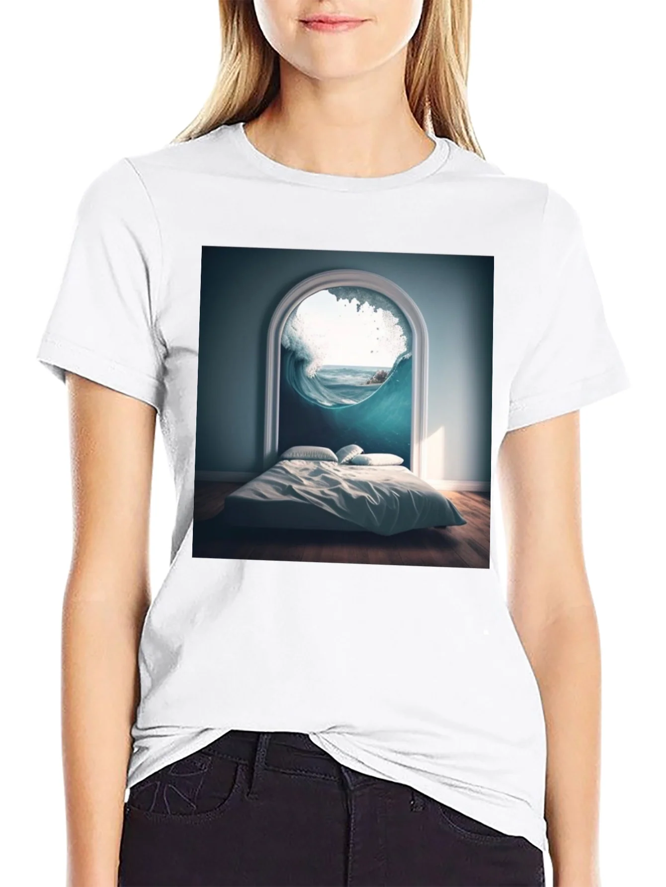 Surreal Wave Room Graphic Tee - Unique Design