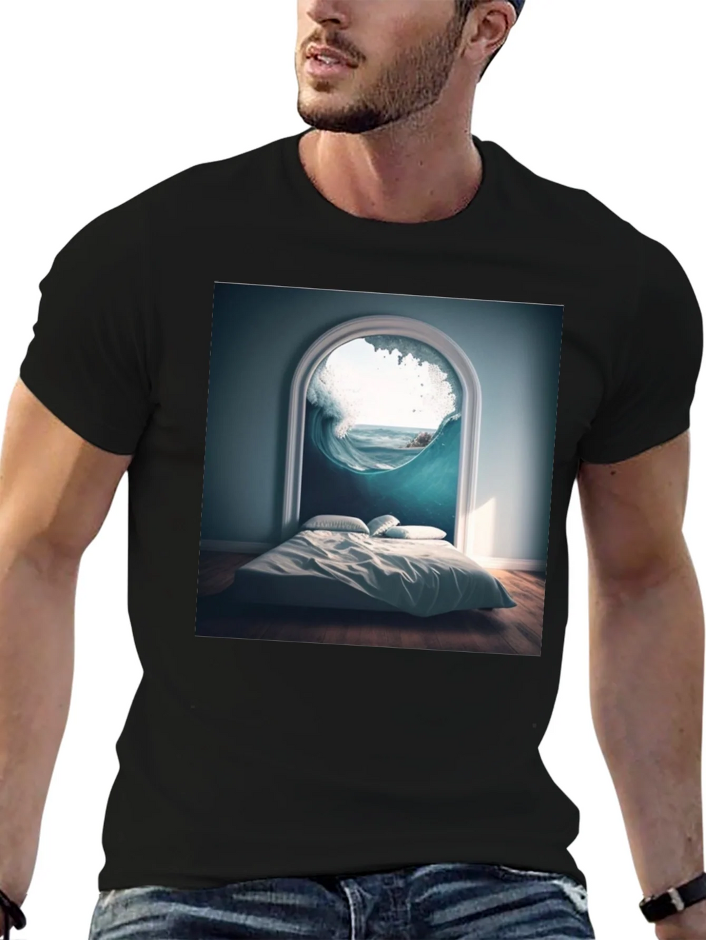 Surreal Wave Room Graphic Tee - Unique Design