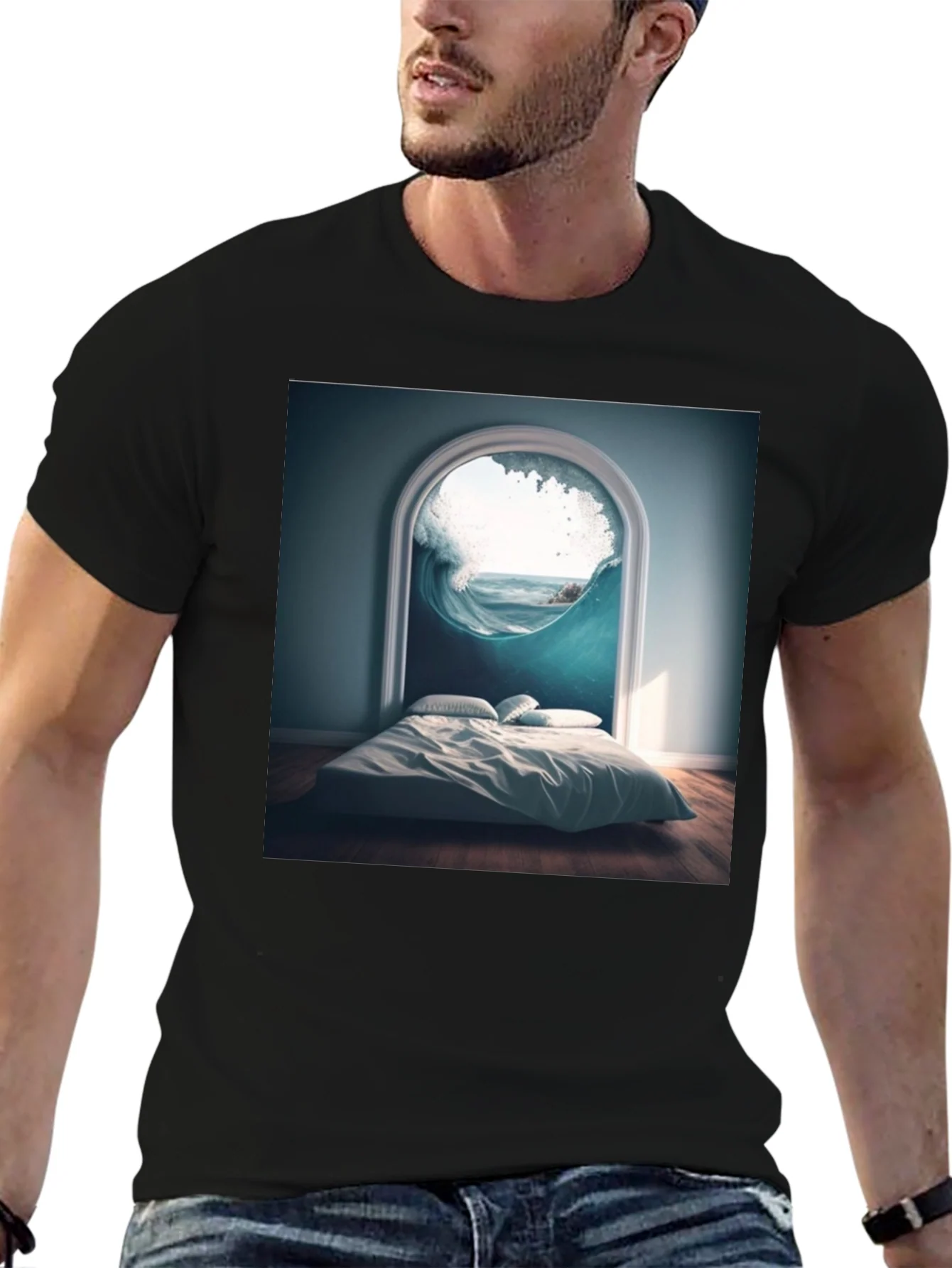 Surreal Wave Room Graphic Tee - Unique Design