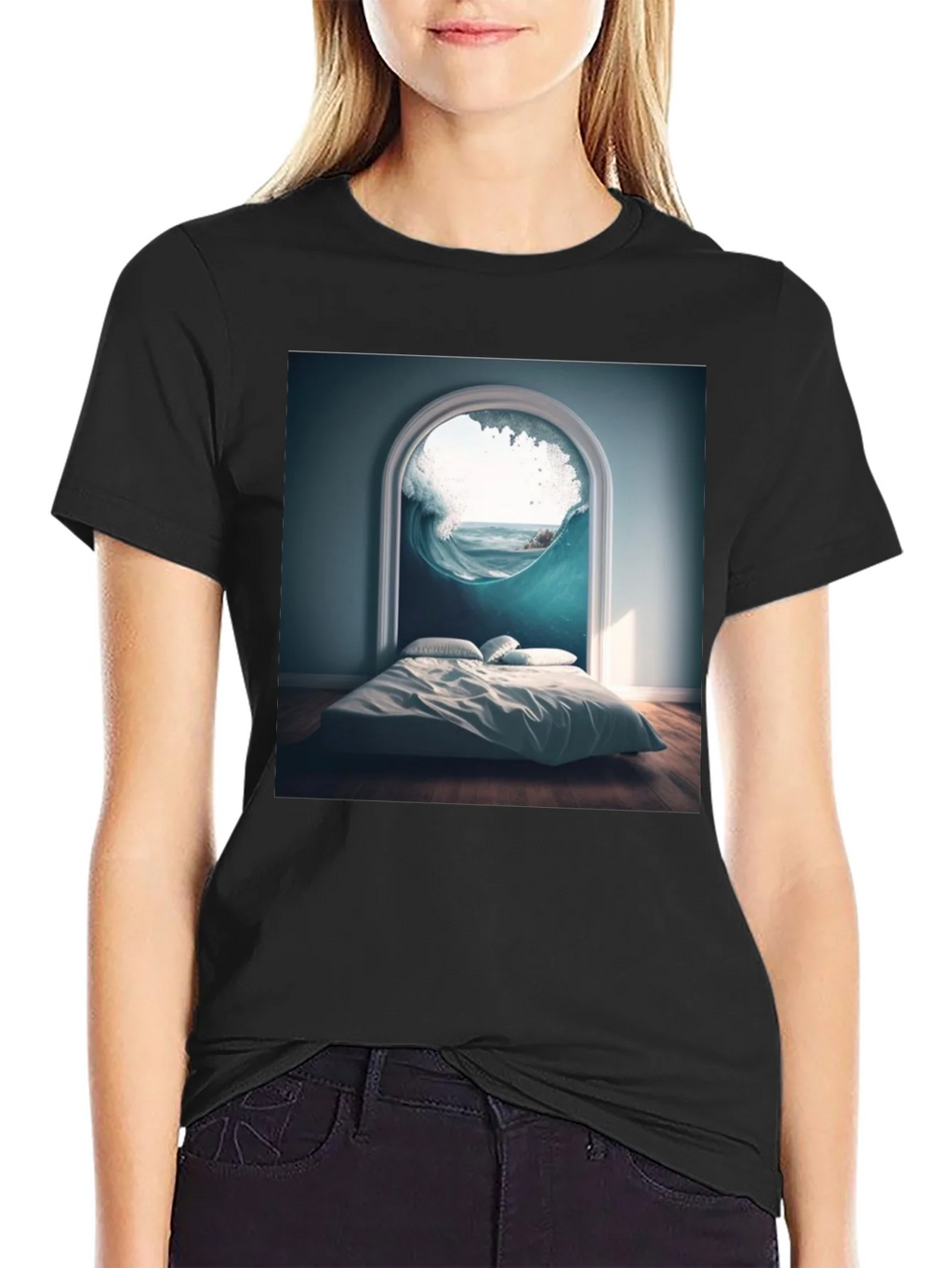 Surreal Wave Room Graphic Tee - Unique Design
