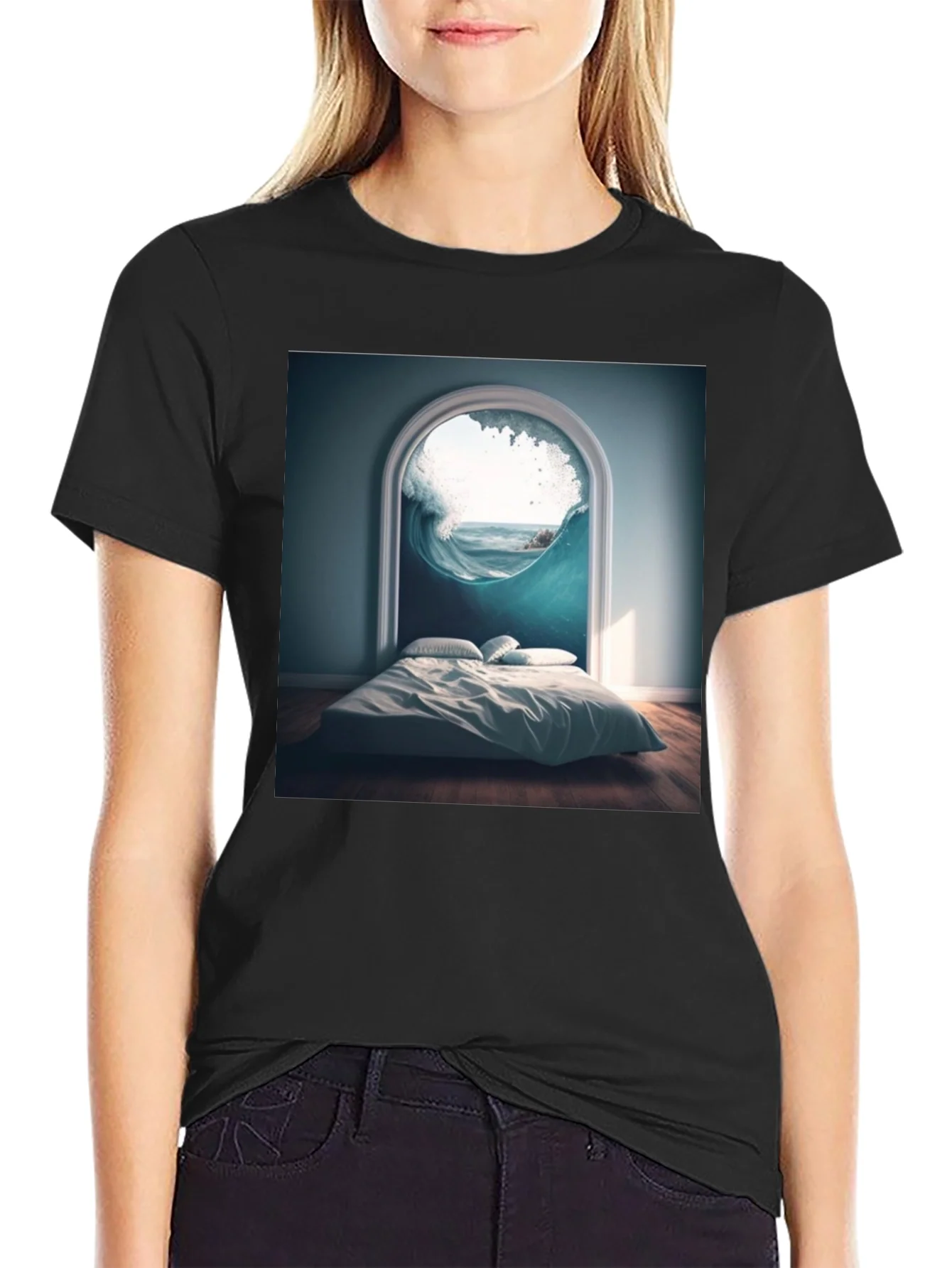 Surreal Wave Room Graphic Tee - Unique Design