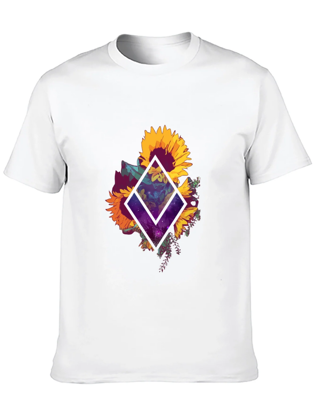 Sunflower Galaxy Graphic Tee - Black Cotton