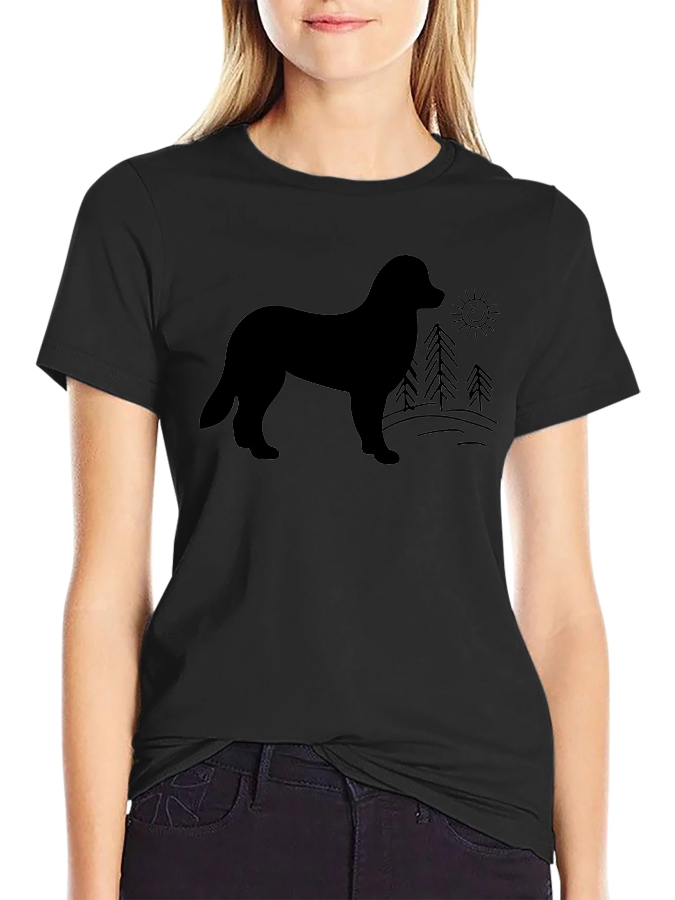Dog Silhouette Graphic Tee - Unisex Black T-Shirt