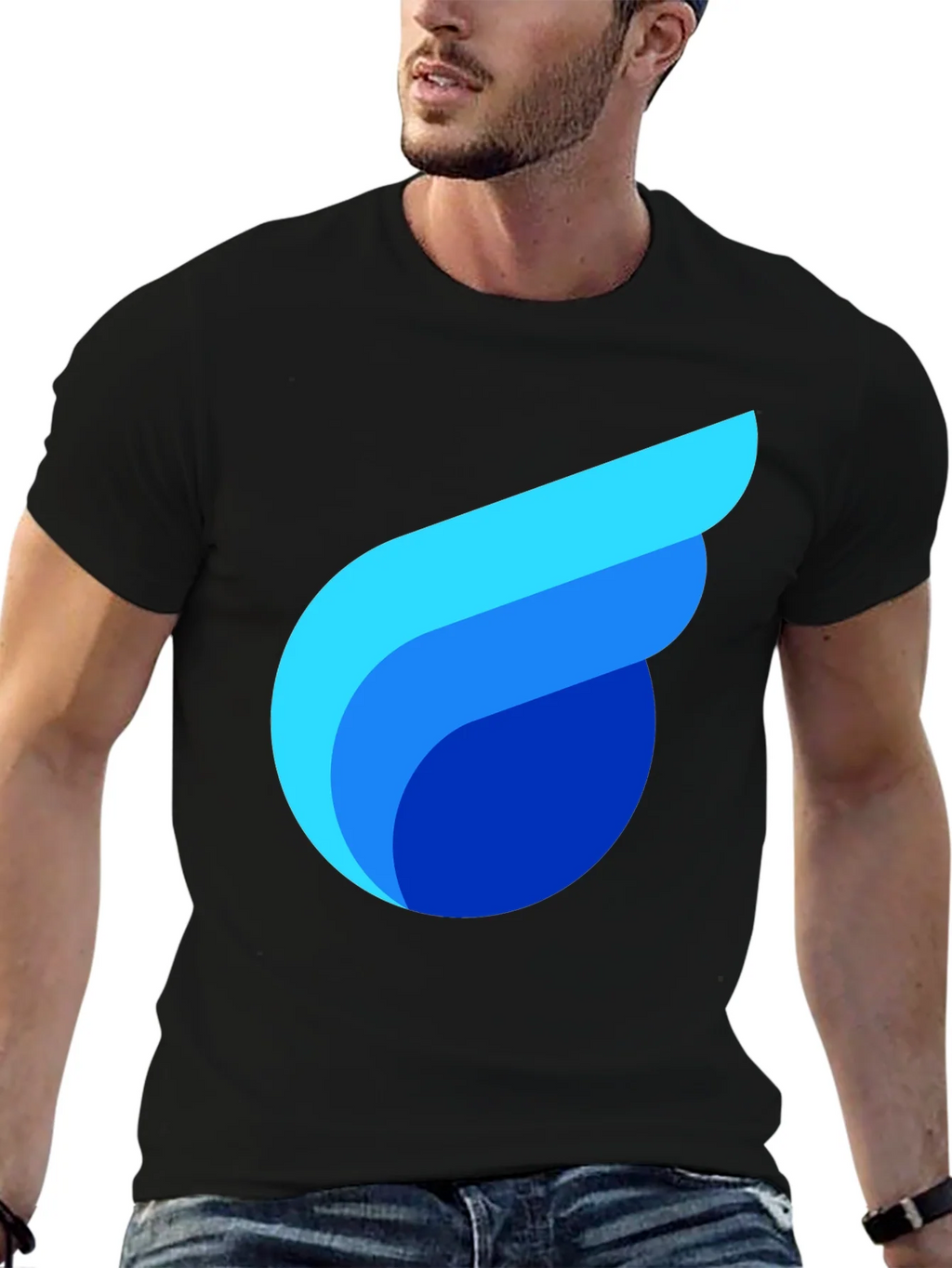 Modern Graphic Tee - Abstract Design Soft Black Cotton