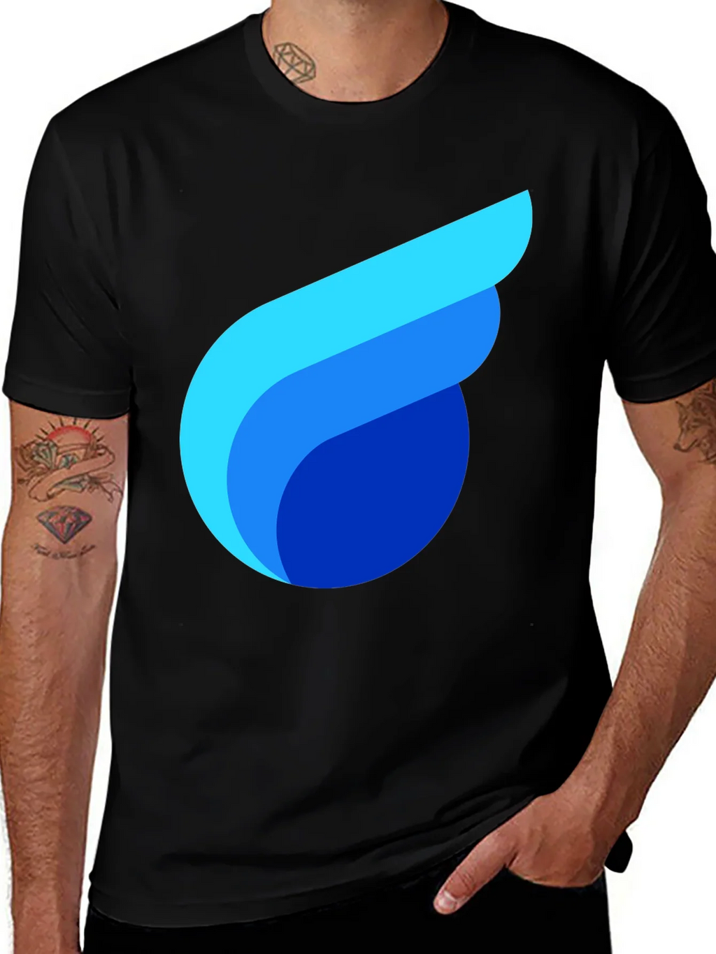 Modern Graphic Tee - Abstract Design Soft Black Cotton